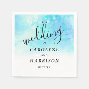 Serviette En Papier Papier Mariage Ombre Aquarelle - Bleu