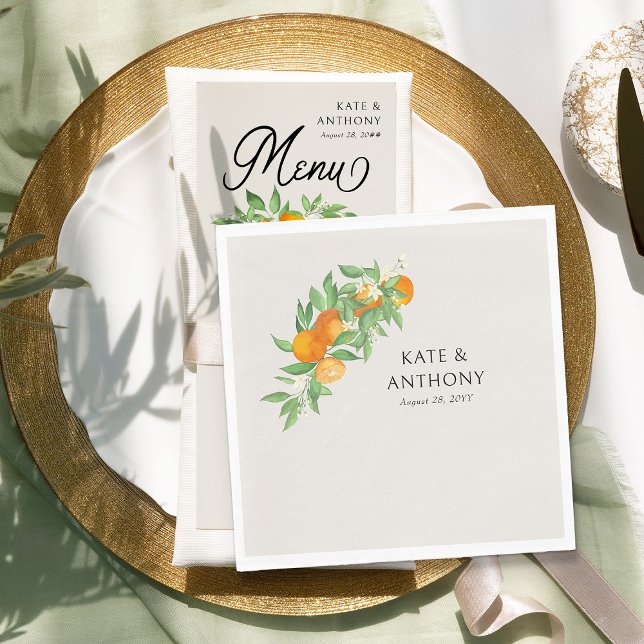 Serviette En Papier Papier Mariage Orange Blossom Citrus (Napkins from the Orange Blossom Wedding Collection by Darling & May)