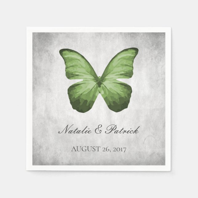 Serviette En Papier Papier Mariage Papier vert (Devant)