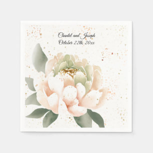 Serviette En Papier Papier Mariage Peach Watercolor Peony