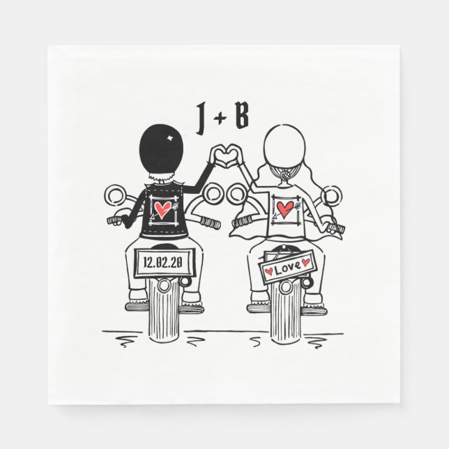 Serviette En Papier Papier Mariage pour moto moto à moto personnalisé (Devant)