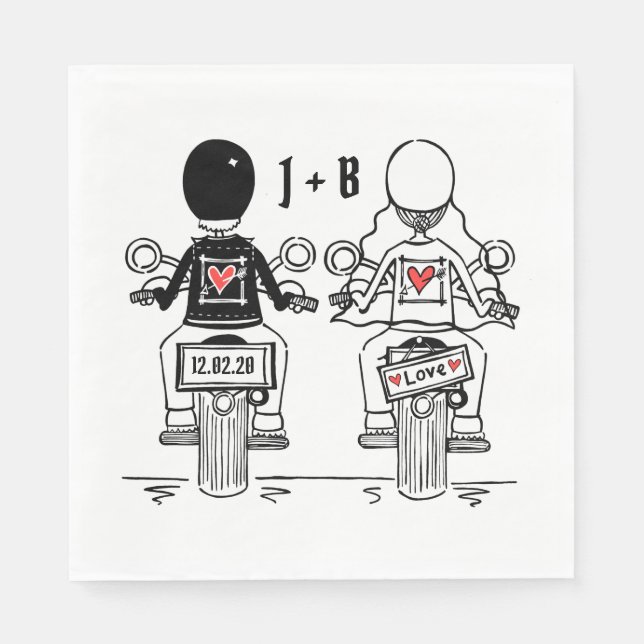 Serviette En Papier Papier Mariage pour moto moto à moto personnalisé (Devant)