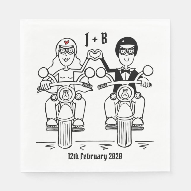 Serviette En Papier Papier Mariage pour moto moto à moto personnalisé (Devant)