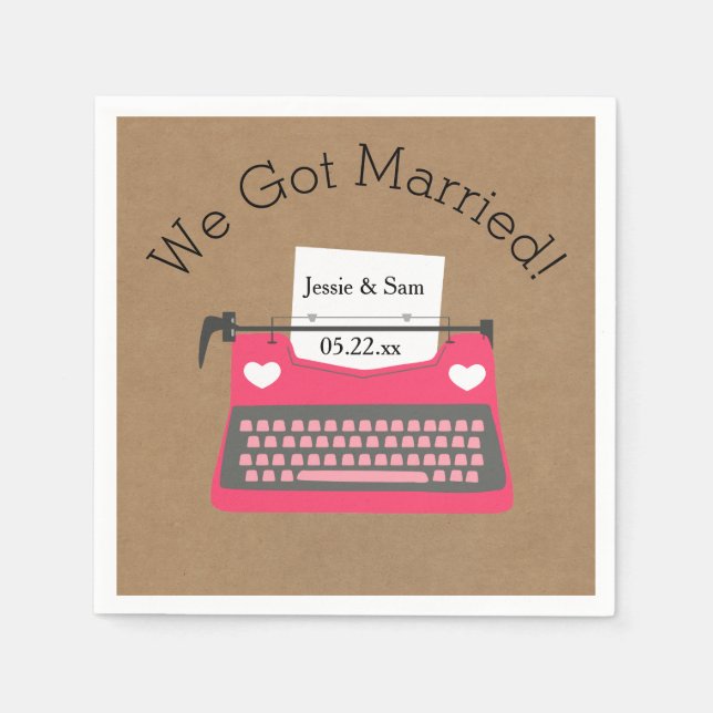 Serviette En Papier Papier Mariage Retro Pink (Devant)