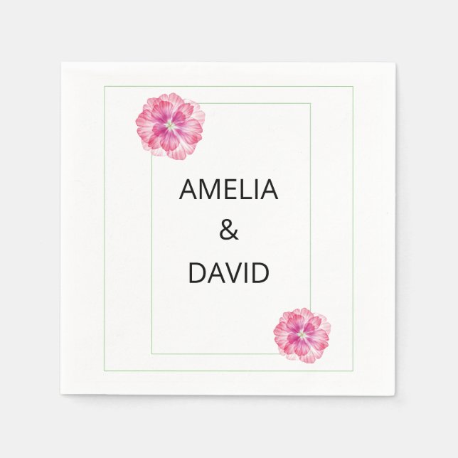 Serviette En Papier Papier Mariage rose (Devant)