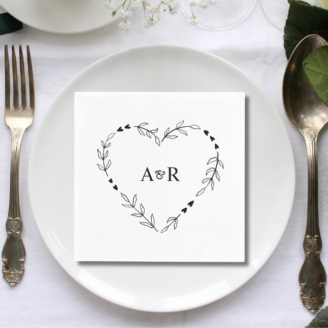 Serviette En Papier Papier Mariage rustique minimal vert mignon (Créateur téléchargé)