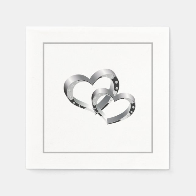 Serviette En Papier Papier Mariage-serviettes deux coeurs (Devant)