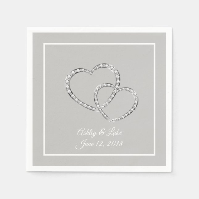 Serviette En Papier Papier Mariage-serviettes deux coeurs (Devant)