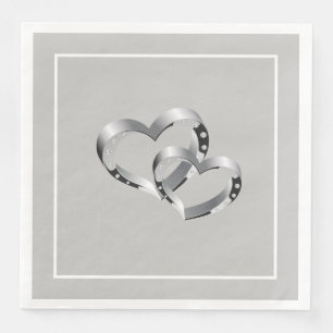 Serviette En Papier Papier Mariage-serviettes deux coeurs
