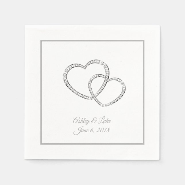 Serviette En Papier Papier Mariage-serviettes deux coeurs (Devant)