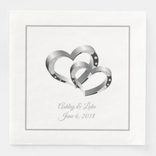 Serviette En Papier Papier Mariage-serviettes deux coeurs
