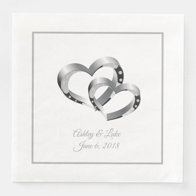 Serviette En Papier Papier Mariage-serviettes deux coeurs (Devant)