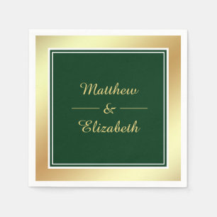 Serviette En Papier Papier Mariage vert Faux Gold Foil