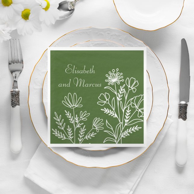 Serviette En Papier Papier mariage vert olive (Créateur téléchargé)