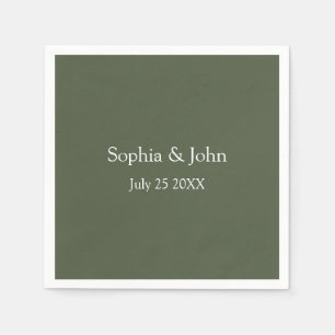 Serviette En Papier Papier Mariage vert Olive moderne Napkin
