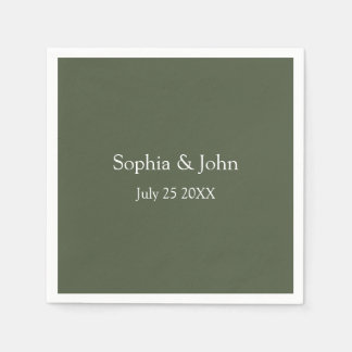 Serviette En Papier Papier Mariage vert Olive moderne Napkin