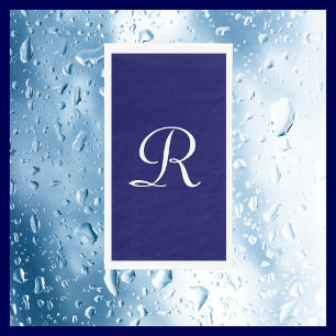 Serviette En Papier Papier Monogramme bleu marine et blanc