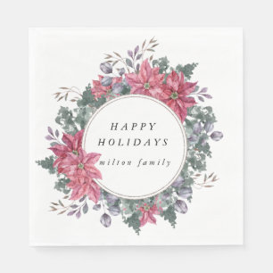 Serviette En Papier papier monogramme d'hiver fleuri