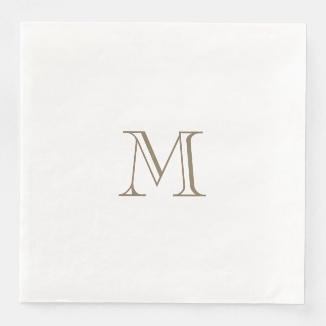 Serviette En Papier Papier Monogramme Or Simple Napkin (Devant)