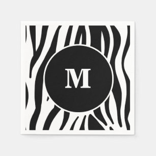 Serviette En Papier Papier monogramme personnalisé en bande noire Zebr