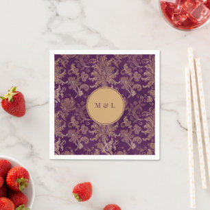 Serviette En Papier Papier monogramme Royal Damask Gold Purple
