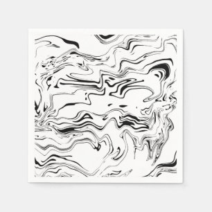 Serviette En Papier Papier Motif noir et blanc