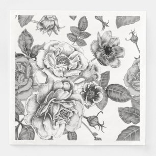 Serviette En Papier Papier Motif noir et blanc Rose
