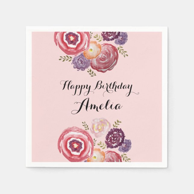 Serviette En Papier Papier Motif Peinture Fleur Personnalisé Napkin (Devant)