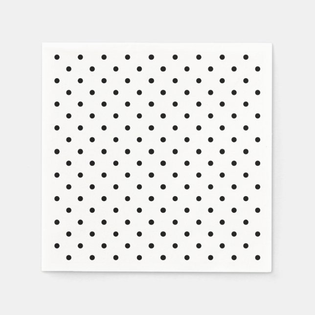 Serviette En Papier Papier motif pois noir et blanc (Devant)