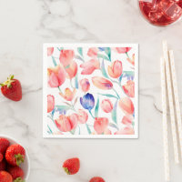 Papier Motif Tulipes Aquarelle Napkin