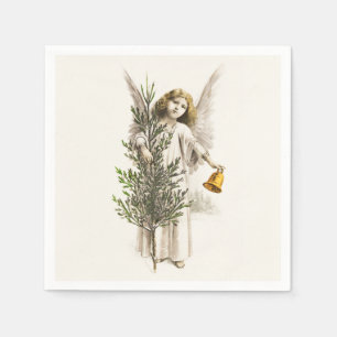SERVIETTE EN PAPIER PAPIER NAPKIN : ANGE DE NOËL VINTAGE
