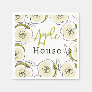 Serviette En Papier Papier Napkin avec pomme dessinée.