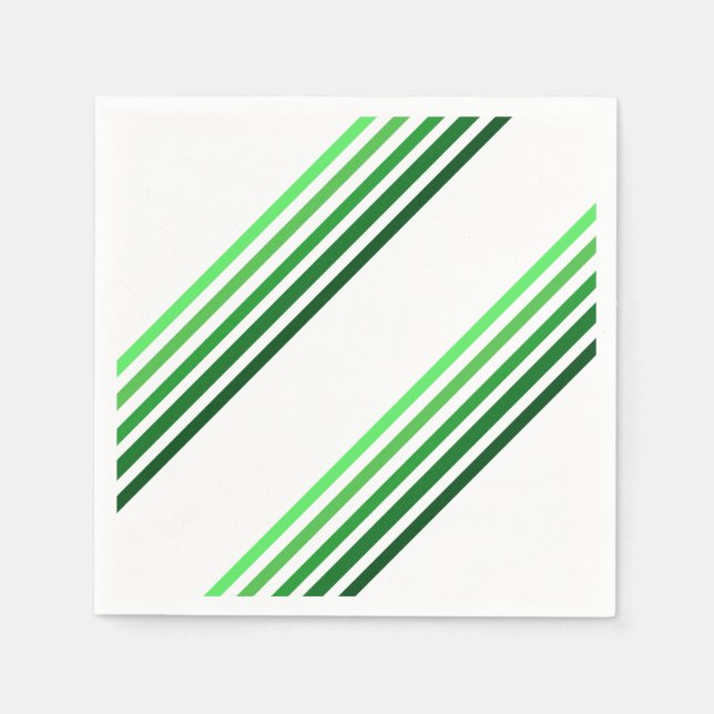 Serviette En Papier Papier Napkin - Bandes diagonales vertes (Devant)