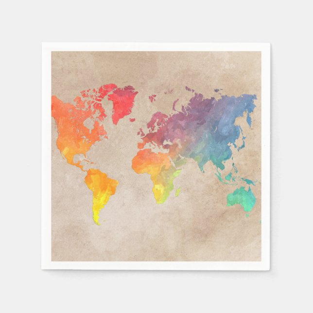 Serviette En Papier Papier Napkin carte du monde #carte (Devant)