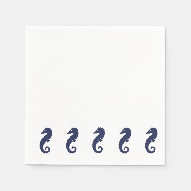 Serviette En Papier Papier Napkin - Chevaux de mer (bleu marine) (Devant)
