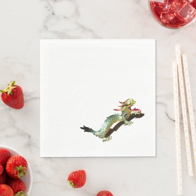 Serviette En Papier Papier Napkin - Dragon avec ombre (En situation)