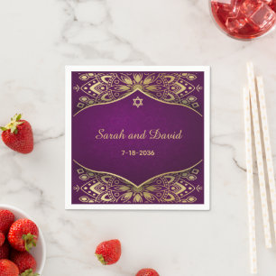 Serviette En Papier Papier Napkin Gold Mandala sur Mariage juif violet