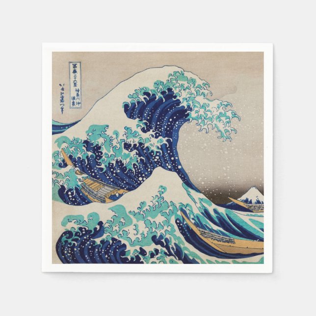 SERVIETTE EN PAPIER PAPIER NAPKIN : HOKUSAI : LA VAGUE (Devant)