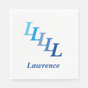 Serviette En Papier Papier Napkin - Initiales avec nom en bleu