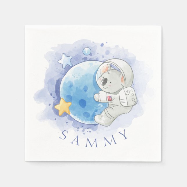 SERVIETTE EN PAPIER PAPIER NAPKIN : KOALA SUR LA LUNE (Devant)