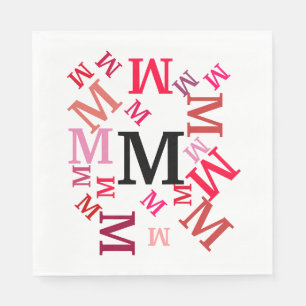 Serviette En Papier Papier Napkin - Lettres mélangées en rouge