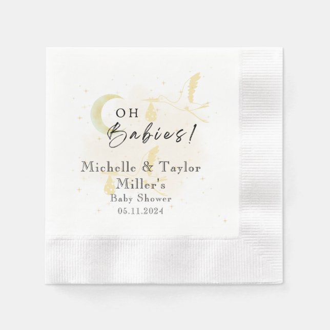 Serviette En Papier Papier Napkin Oh Babies! Baby shower de cigognes j (Devant)