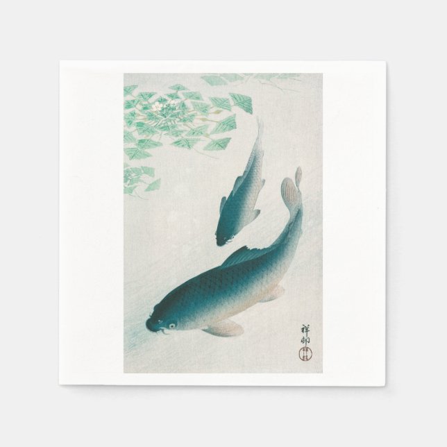 SERVIETTE EN PAPIER PAPIER NAPKIN : OHARA KOSON : CARP/KOI 1926 NAPKIN (Devant)