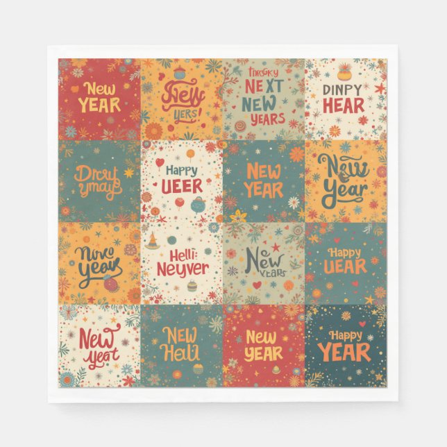 Serviette En Papier Papier Napkin pour la fête du Nouvel An (Devant)