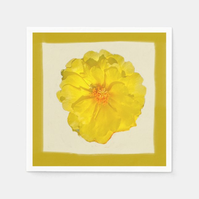 Serviette En Papier Papier Napkin Rose de mousse jaune (Devant)