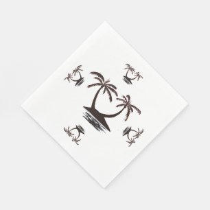 Serviette En Papier Papier Napkin - Silhouette de l'île tropicale