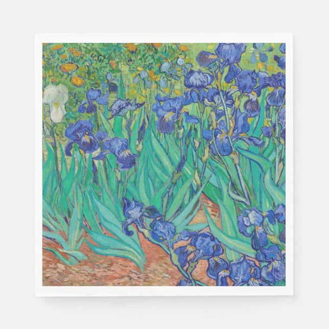 SERVIETTE EN PAPIER PAPIER NAPKIN : VAN GOGH IRISES (Devant)