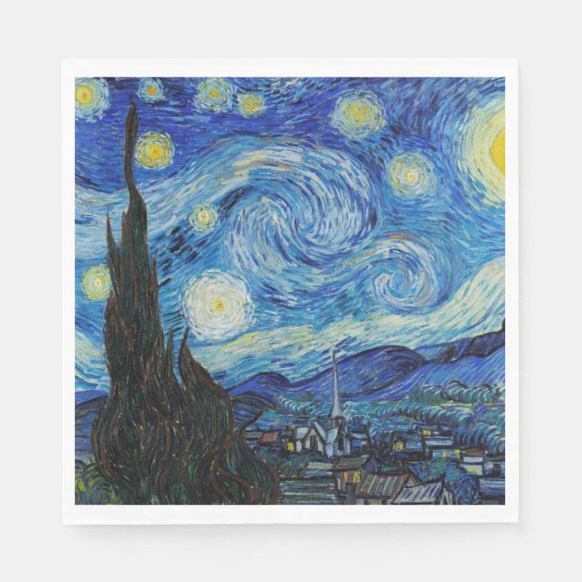 SERVIETTE EN PAPIER PAPIER NAPKIN : VAN GOGH : STARRY NIGHT (Devant)