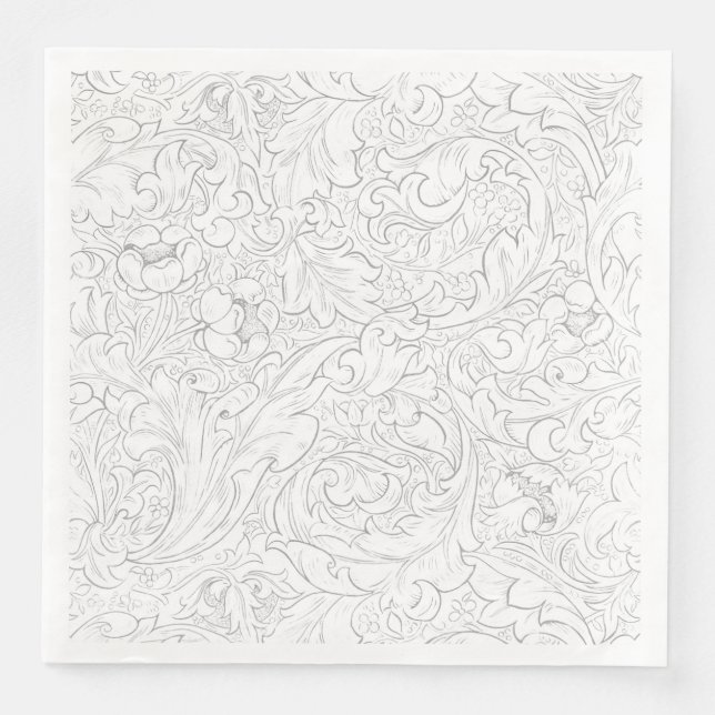 SERVIETTE EN PAPIER PAPIER NAPKIN : WILLIAM MORRIS : DESIGN FLORAL (Devant)