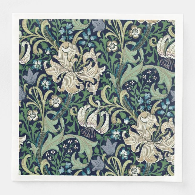 SERVIETTE EN PAPIER PAPIER NAPKIN : WILLIAM MORRIS : HONEYSUCKLE (Devant)